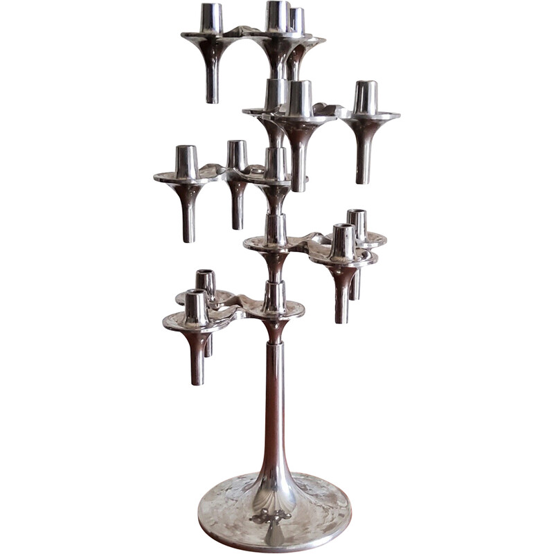 Set of 6 vintage candlesticks and 1 Orion stand by Fritz Nagel and Ceasar Stoffi for Bmf, Germany 1970