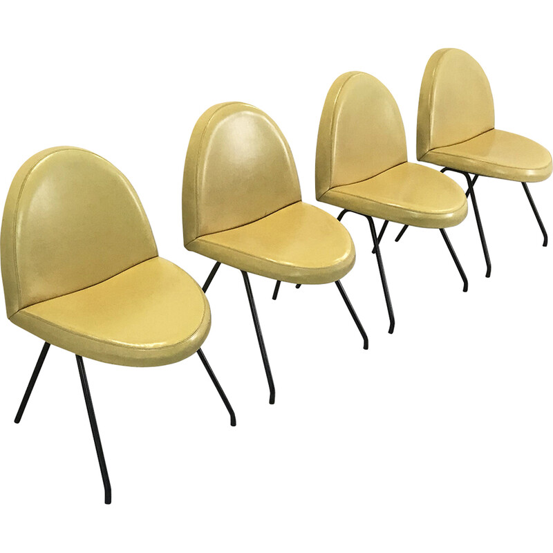 Set di 4 sedie da pranzo vintage 771 Language di Joseph André Motte per Steiner, Francia, anni '50