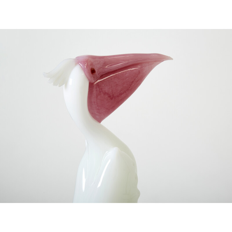 Vintage pelikaan sculptuur in Murano glas door Pino Signoretto, Italië 1970