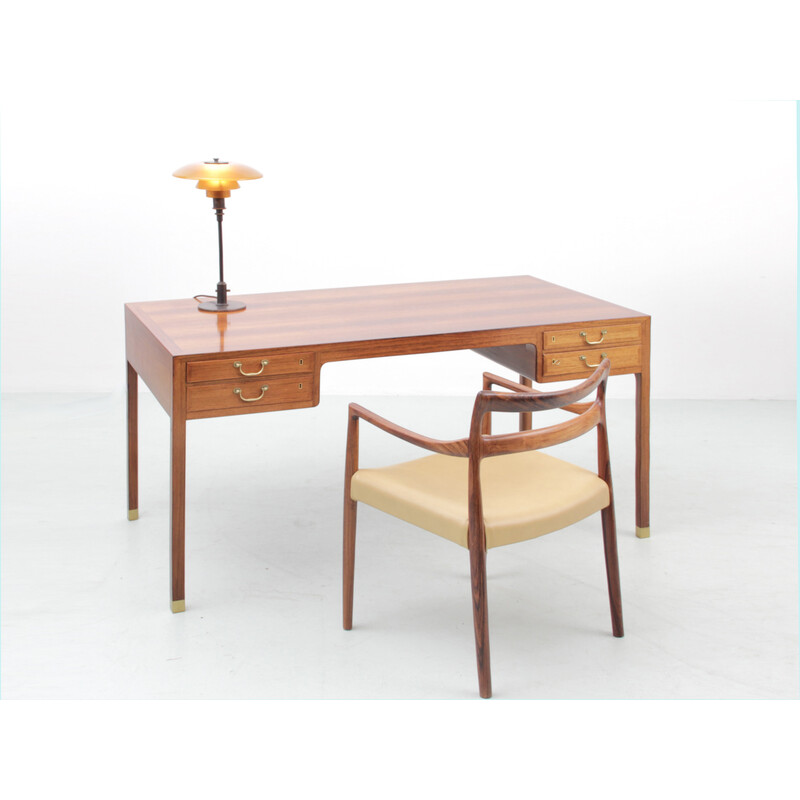 Scandinavian vintage desk in Rio rosewood by Ole Wanscher for A.J. Iversen