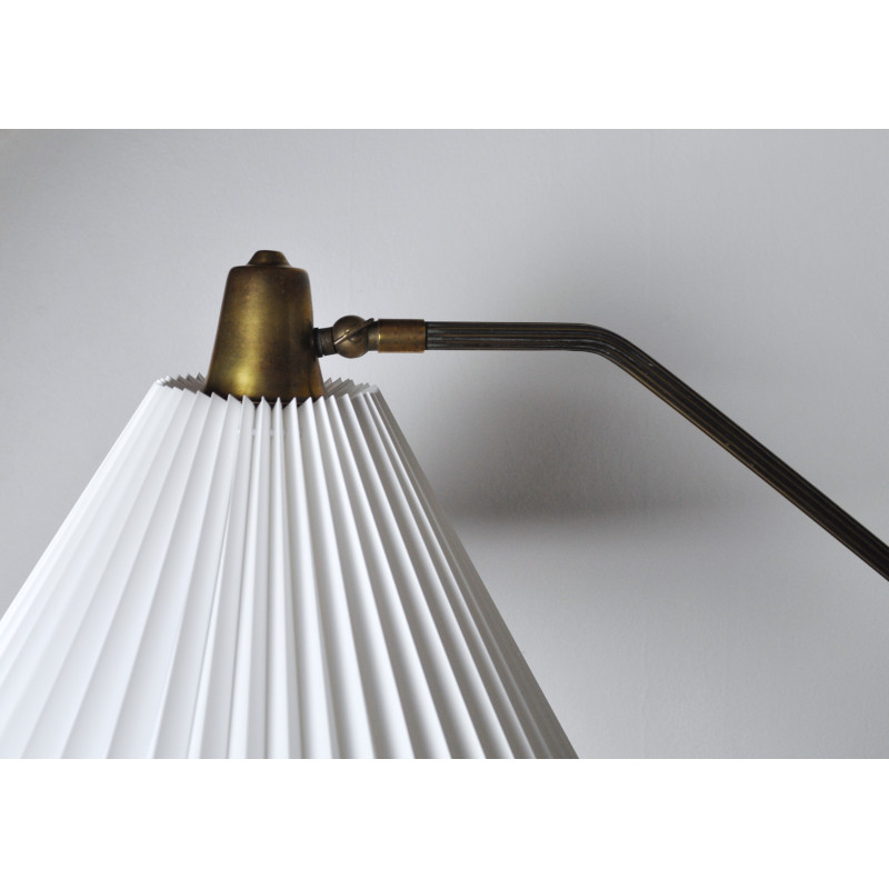 Danish vintage brass swing arm wall lamp, 1950s