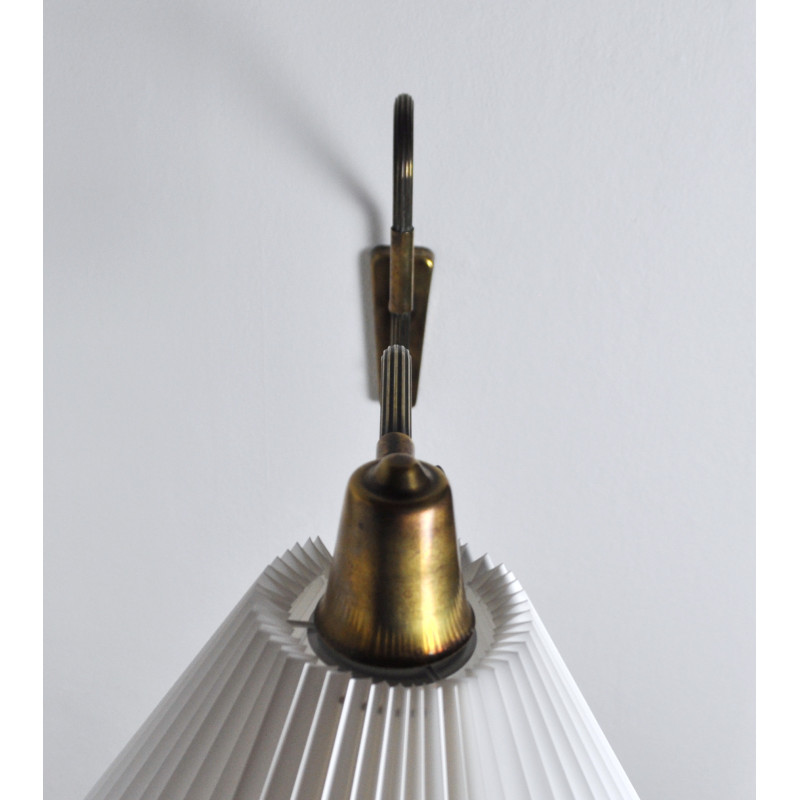 Danish vintage brass swing arm wall lamp, 1950s