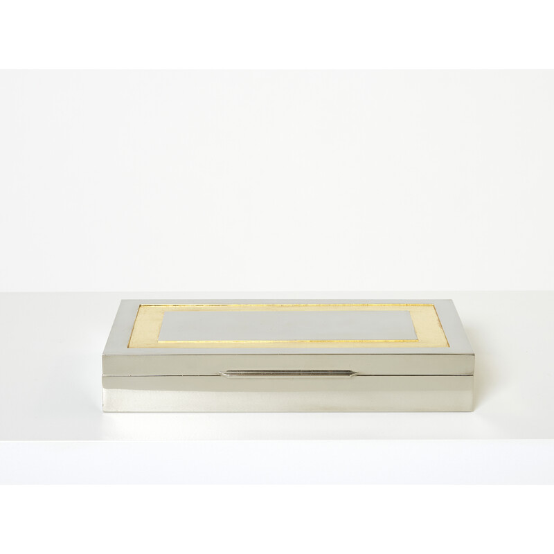 Vintage chrome and gold jewelry box by Giacomo Sinopoli, 1970