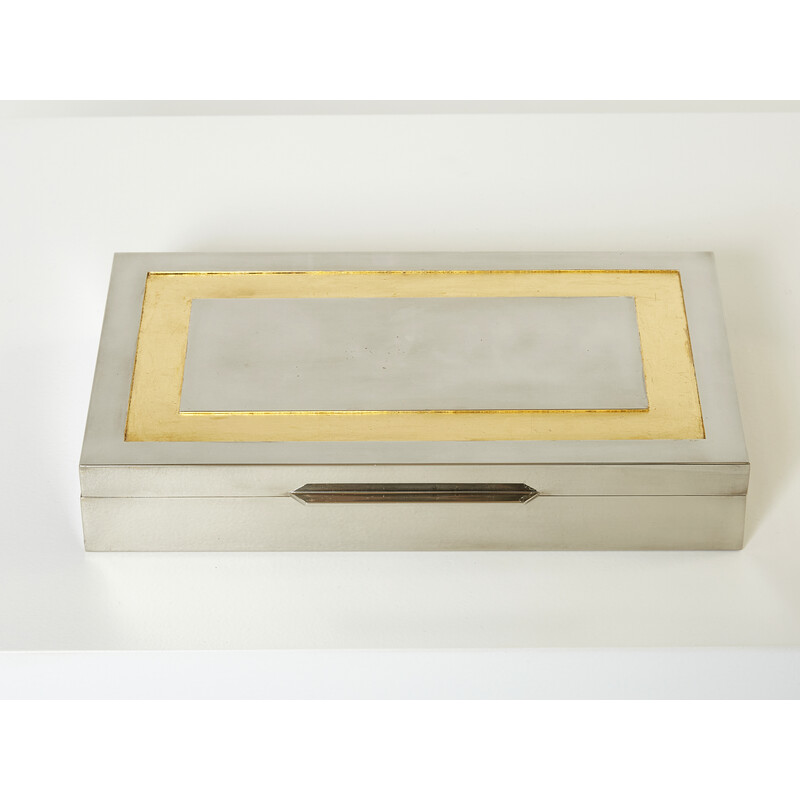 Caixa de jóias em cromo vintage e ouro de Giacomo Sinopoli, 1970