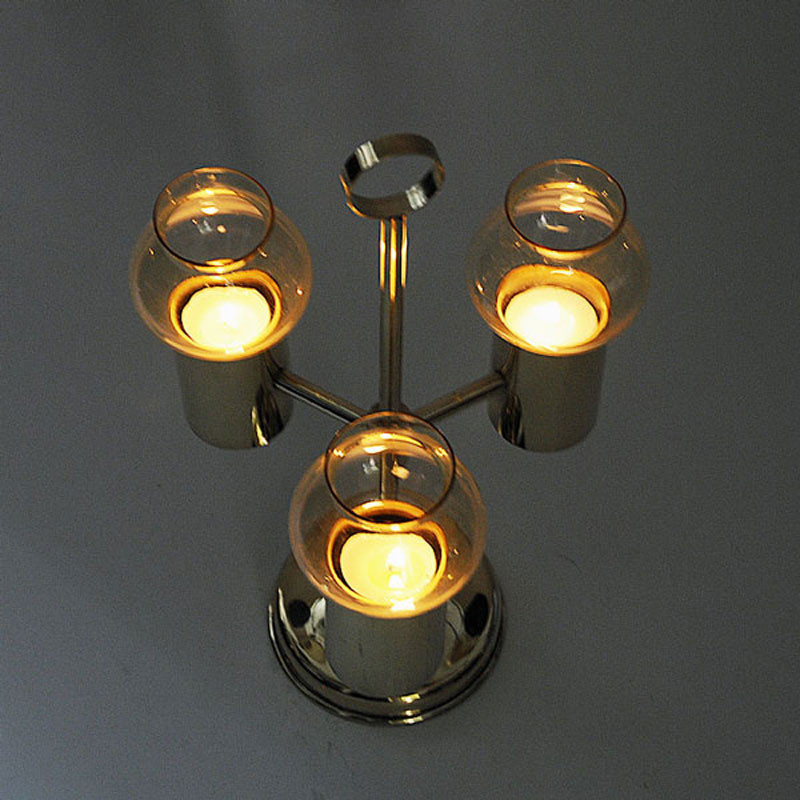 Norwegian vintage brass candlestick with three arms by Odel Messing, 1960s