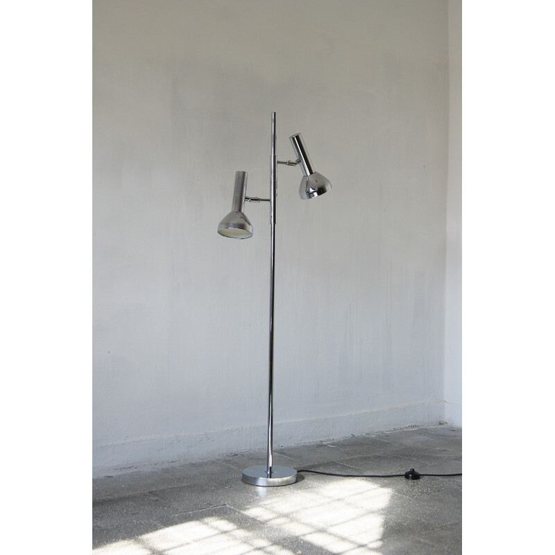 Verstelbare mid-century chromen vloerlamp van Cosack