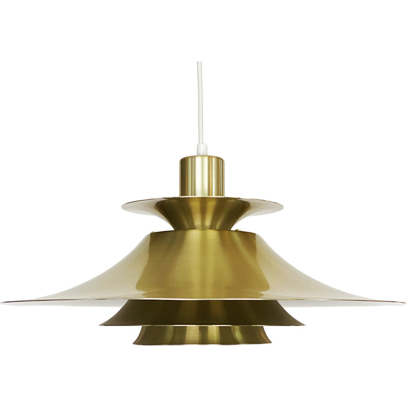 Vintage golden colored aluminum pendant lamp by Frandsen Lighting, Denmark 1970s