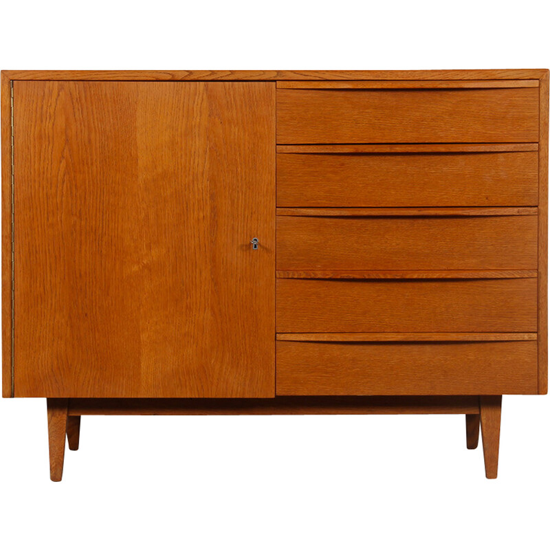 Vintage wooden chest of drawers with 5 drawers by Drevozpracujici Podnik, 1966