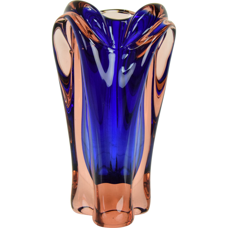 Vase vintage en verre d'art par Josef Hospodka pour Chribska Glasswork, Tchécoslovaquie 1960