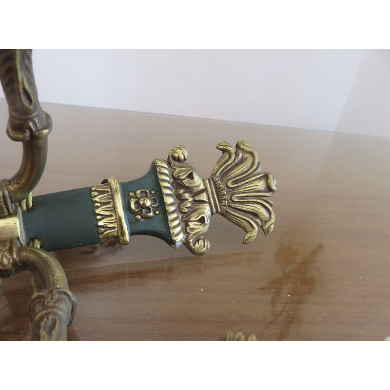 Paar vintage Lucien Gau wandlampen in massief brons verguld met helder goud.
