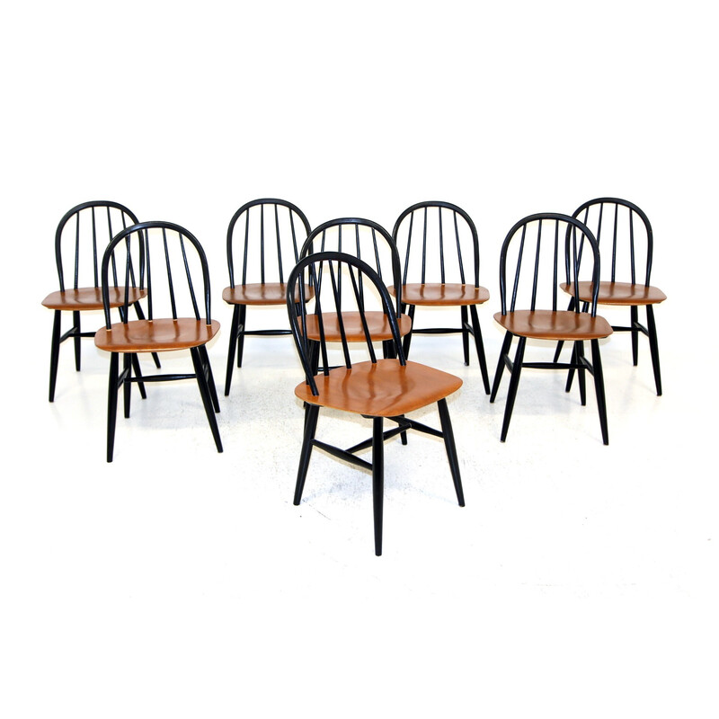 Lot de 8 chaises vintage Fanett par Ilmari Tapiovaara pour Edsbyverken, Suède 1960