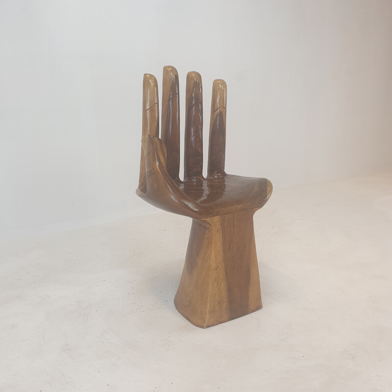 Vintage wooden hand chair, 1970s