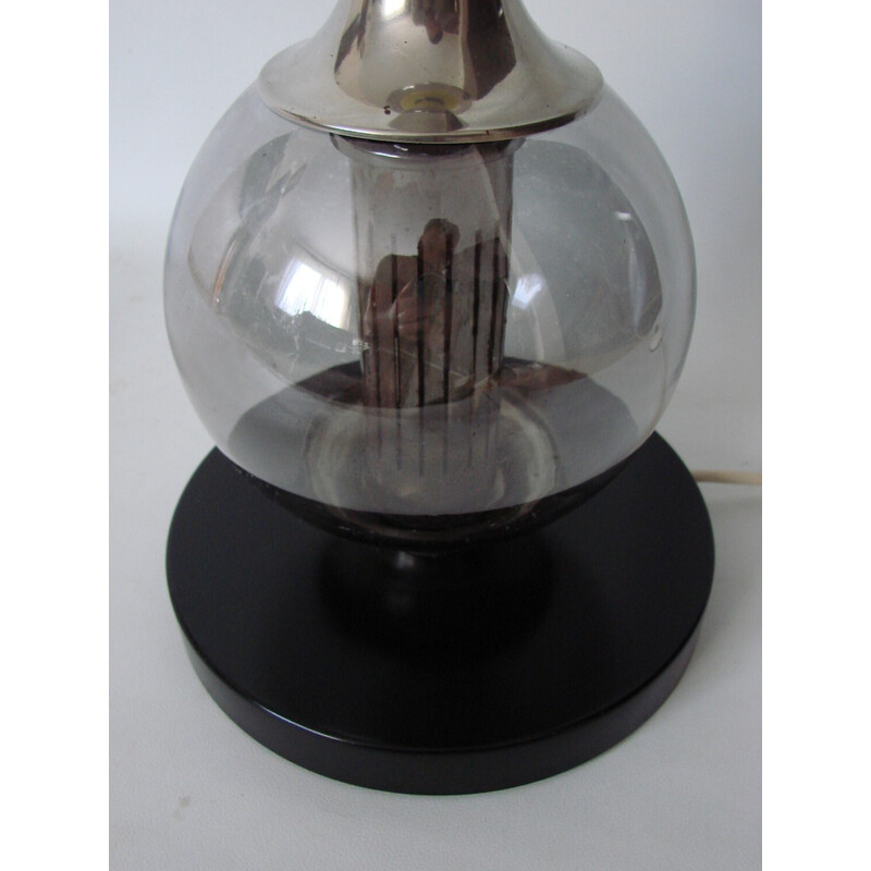 Vintage Tischlampe aus vernickeltem Stahl und Glas, 1970er Jahre
