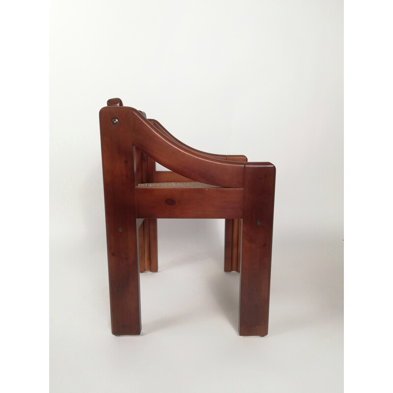 4 brutalistische Stühle aus Kiefer und Stroh von Fratelli Montina, Italien 1960er Jahre