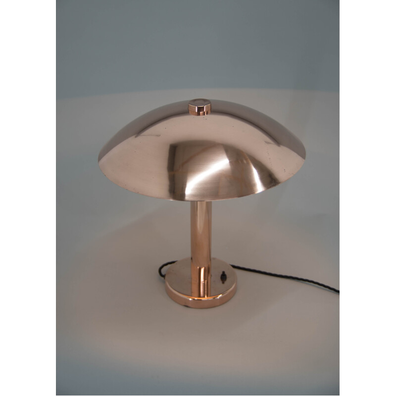 Lámpara de mesa de cobre Mushroom vintage de la Bauhaus, años 30