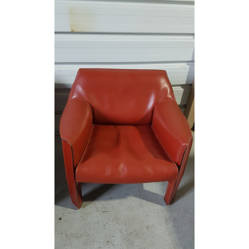 Paar Vintage-Sessel Cab 415 aus Leder von Mario Bellini für Cassina