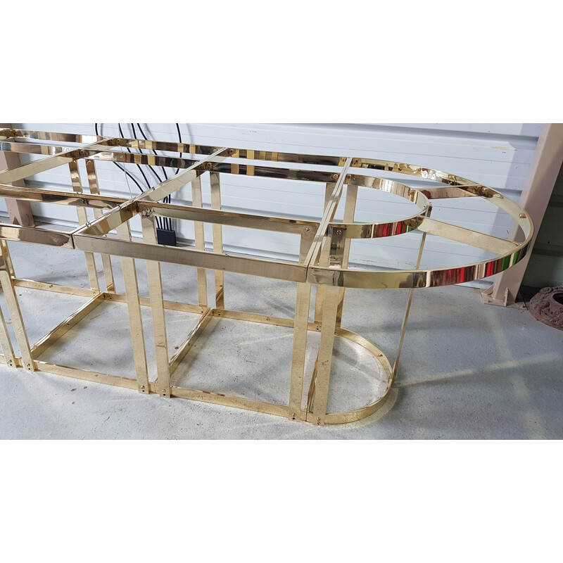 Vintage brass and smoked glass table, 1970