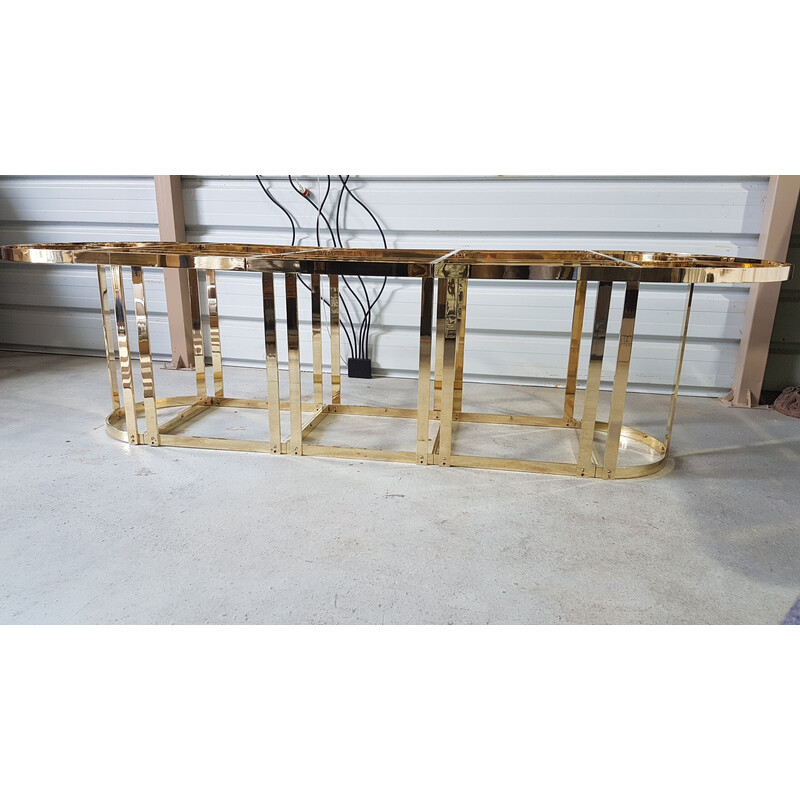 Vintage brass and smoked glass table, 1970