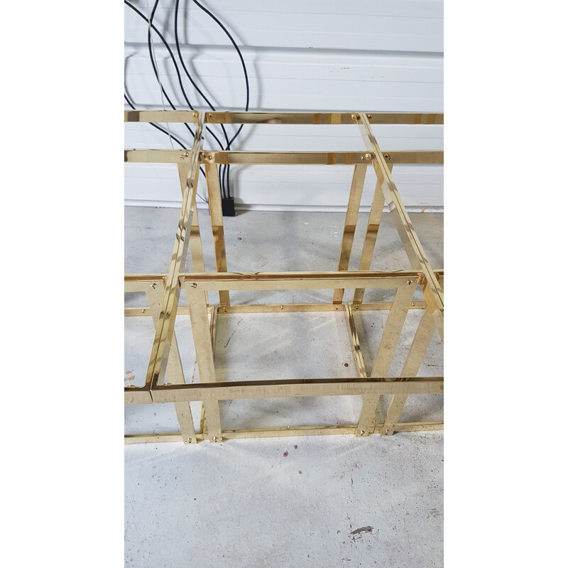 Vintage brass and smoked glass table, 1970