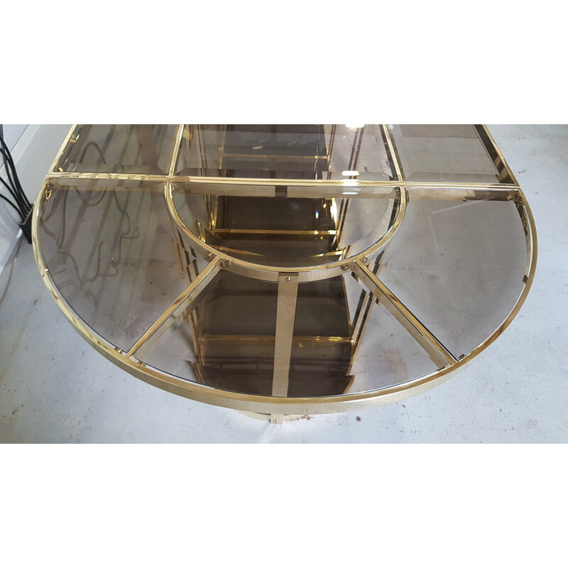 Vintage brass and smoked glass table, 1970
