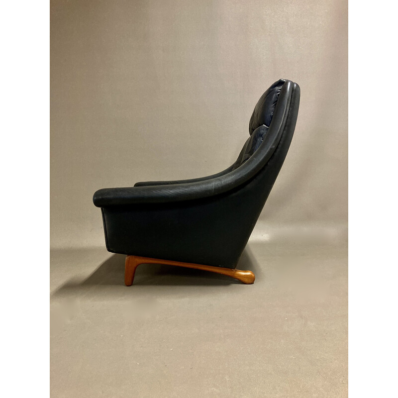 Vintage-Sessel aus schwarzem Leder von Aage Christiansen, 1950