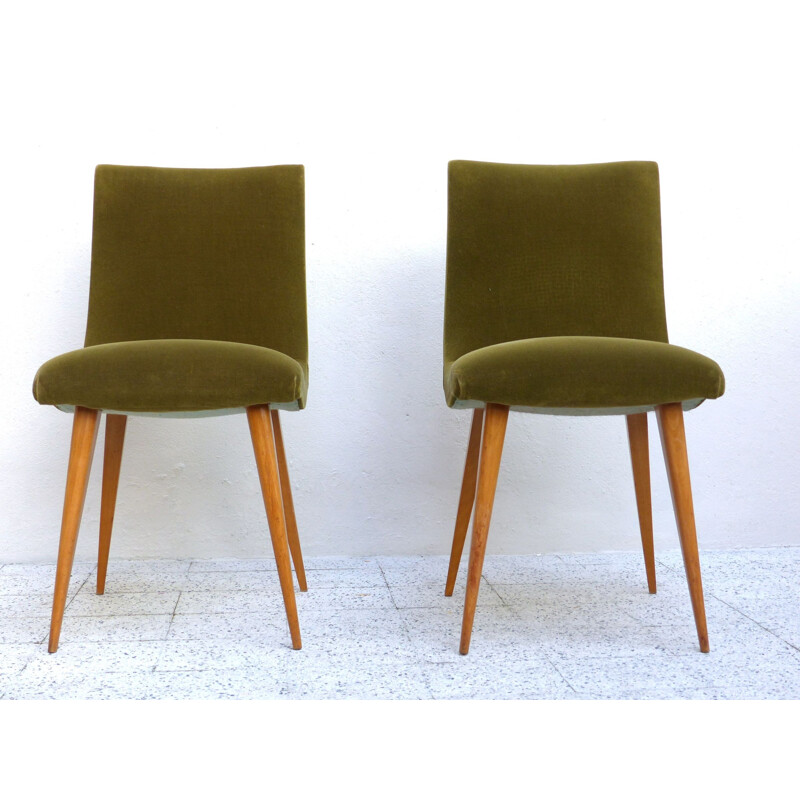 Pair of mid century modern green chairs - 1960s