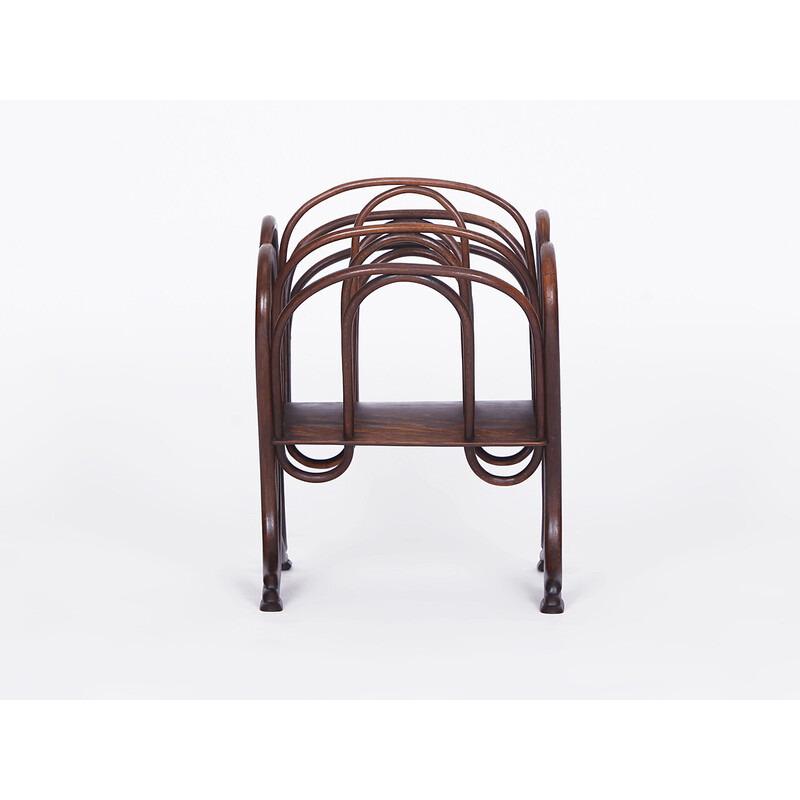 Vintage magazine rack in beechwood model No 1 by Thonet, 1900s