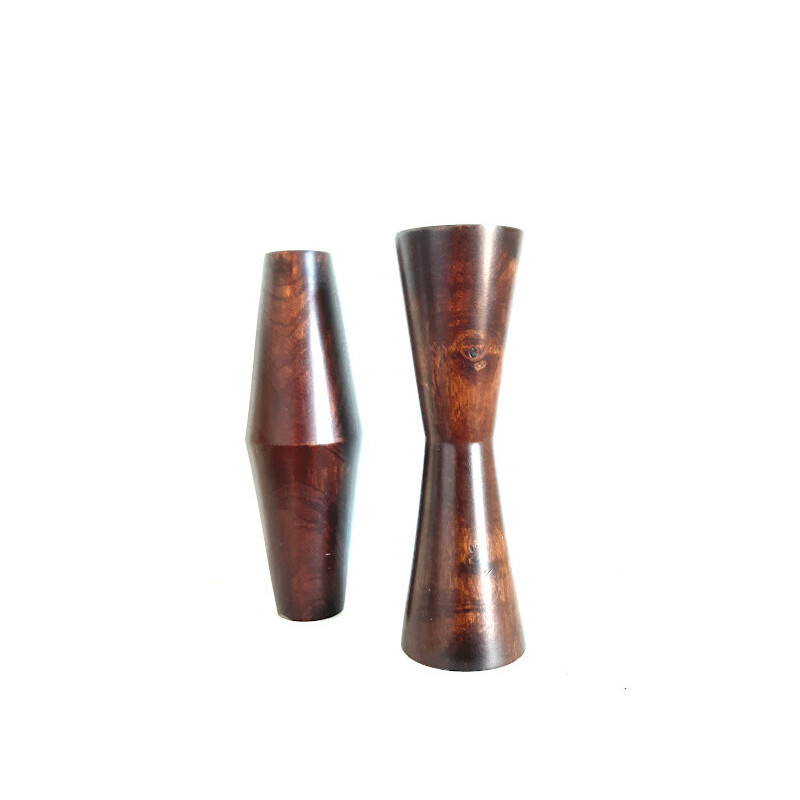 Coppia di vasi in legno vintage