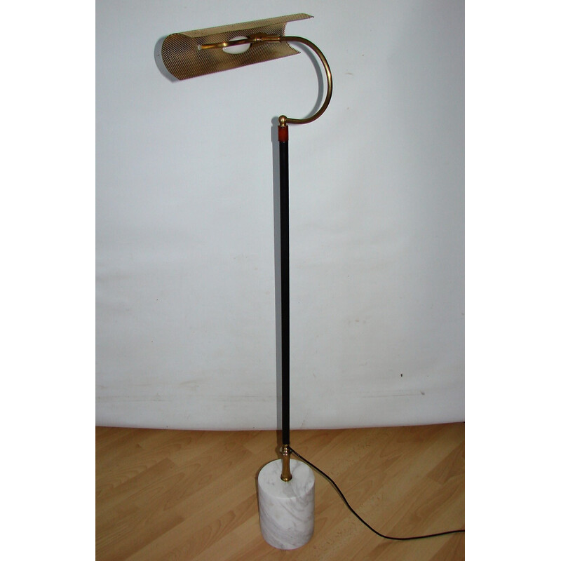 Vintage brass, metal and marble floor lamp, 1970s