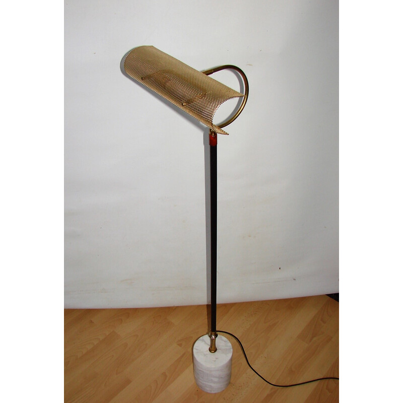 Vintage brass, metal and marble floor lamp, 1970s