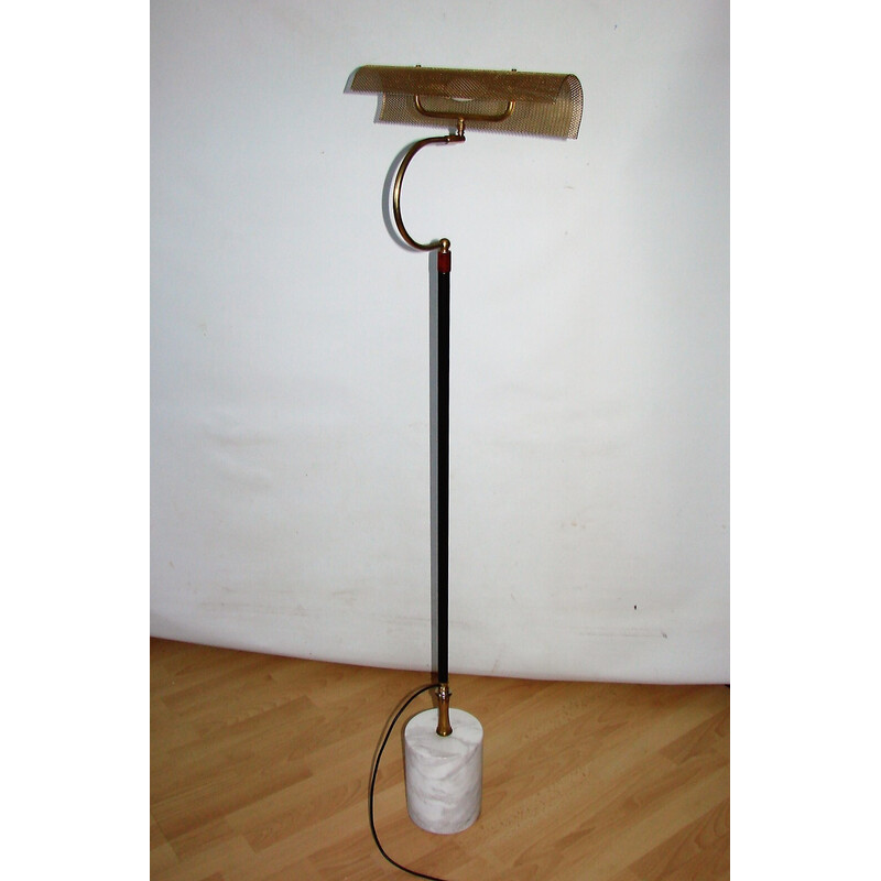 Vintage brass, metal and marble floor lamp, 1970s