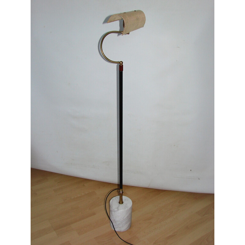 Vintage brass, metal and marble floor lamp, 1970s