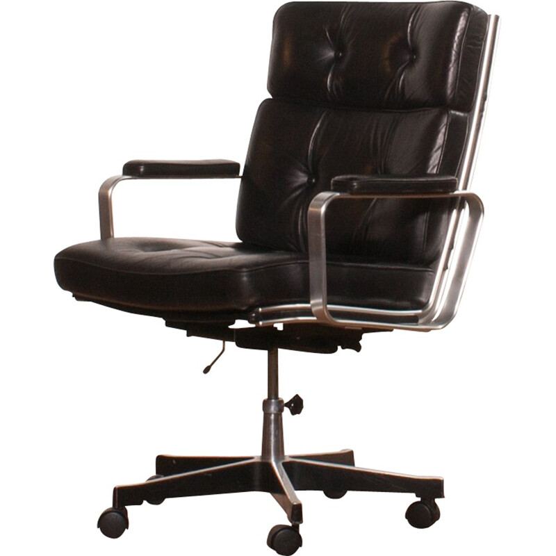 Mid-century black office Chair, Karl Erik EJSELIUS - 1970s