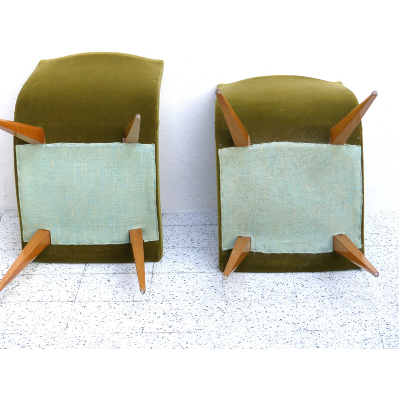 Pair of mid century modern green chairs - 1960s