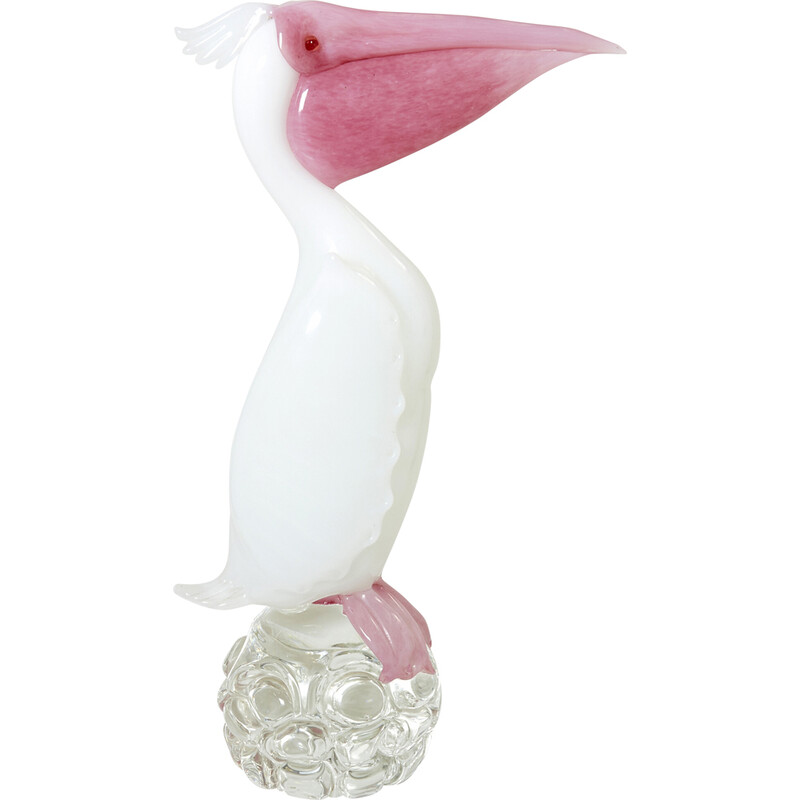 Vintage pelican sculpture in Murano glass by Pino Signoretto, Italy 1970