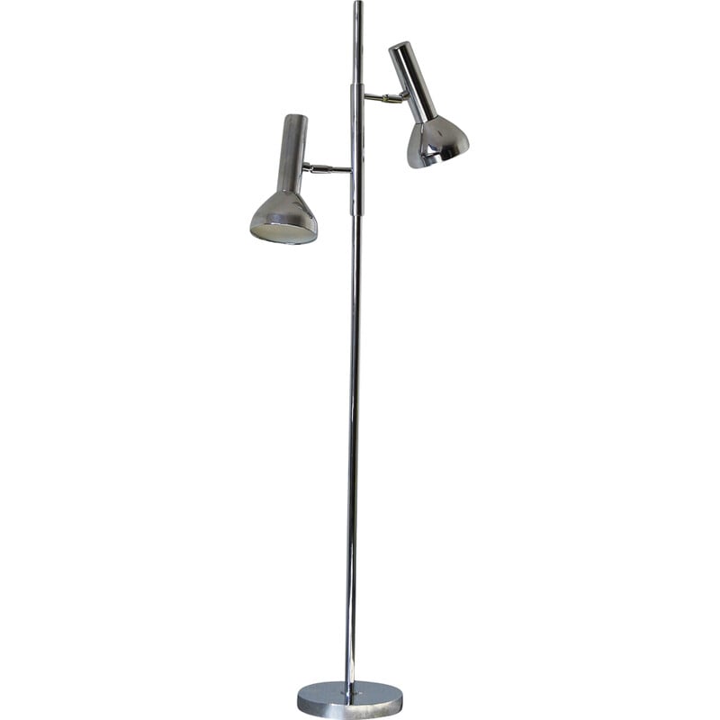 Verstelbare mid-century chromen vloerlamp van Cosack