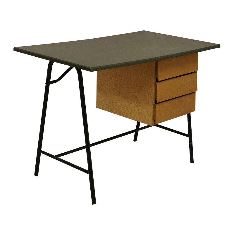 Mid century modern desk with compass feet - 1950s