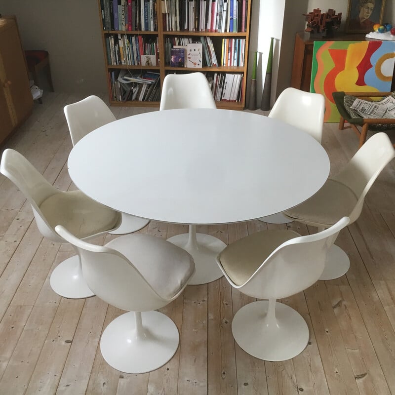 Table vintage en mélaminé blanc par Eero Saarinen pour Knoll, 1970