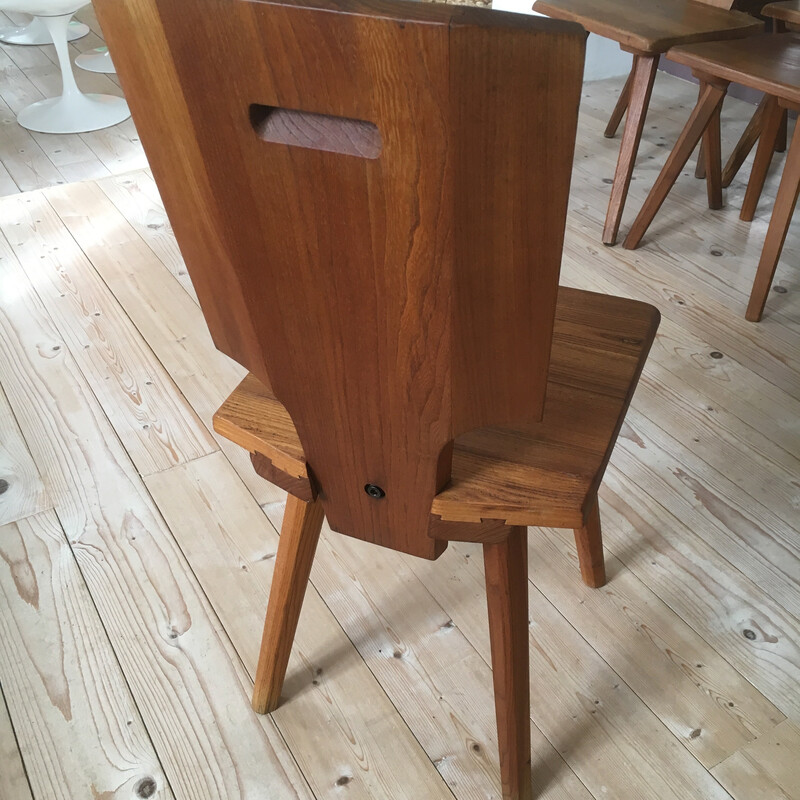 Set van 10 vintage iepen stoelen van Pierre Chapo, 1975