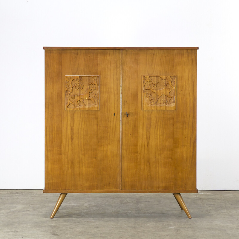 Louis van Teeffelen carved animals cabinet for WéBé - 1960s