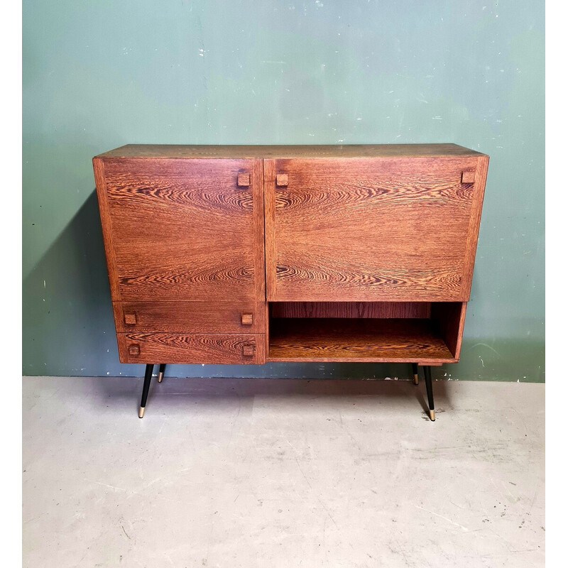 Mueble bar vintage de wengué de Alfred Hendrickx, años 60