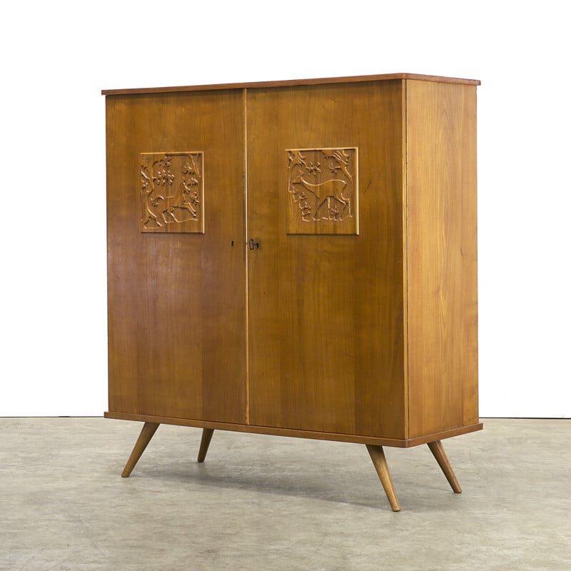 Louis van Teeffelen carved animals cabinet for WéBé - 1960s