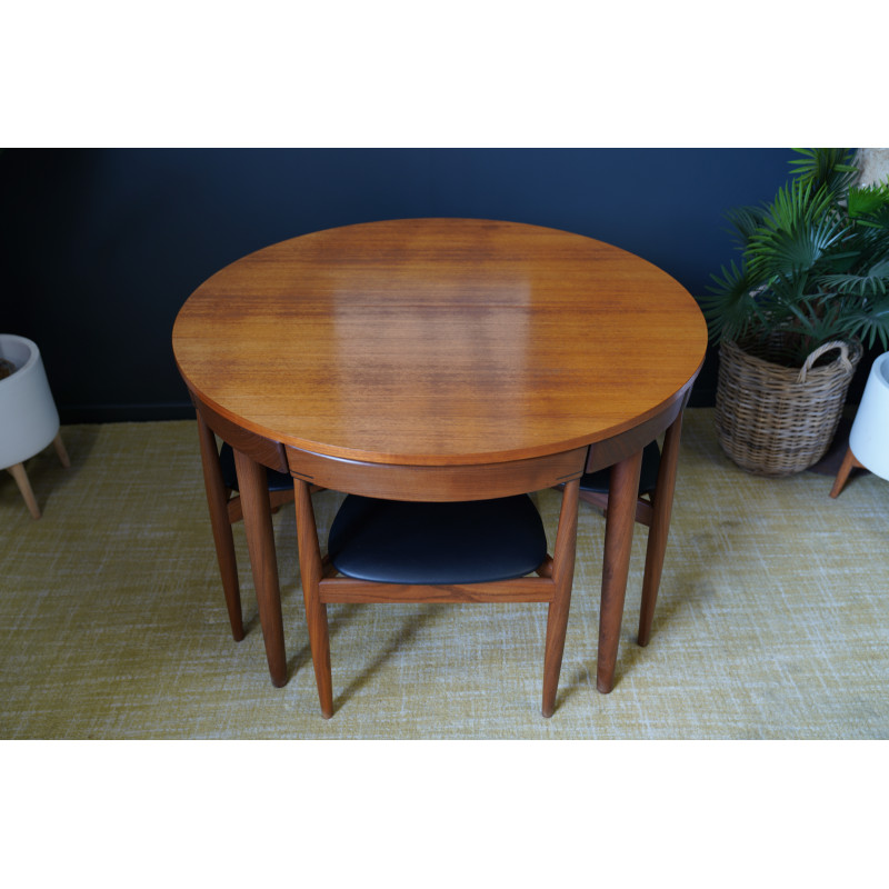 Mid century Danish teak Frem Røjle Roundette dining set by Hans Olsen