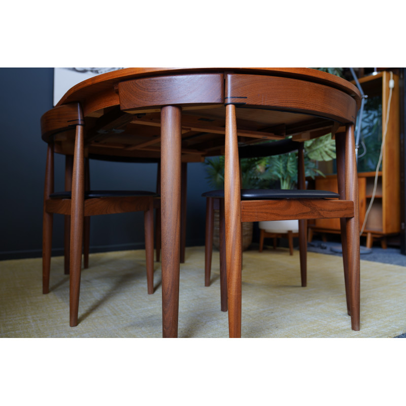 Mid century Danish teak Frem Røjle Roundette dining set by Hans Olsen