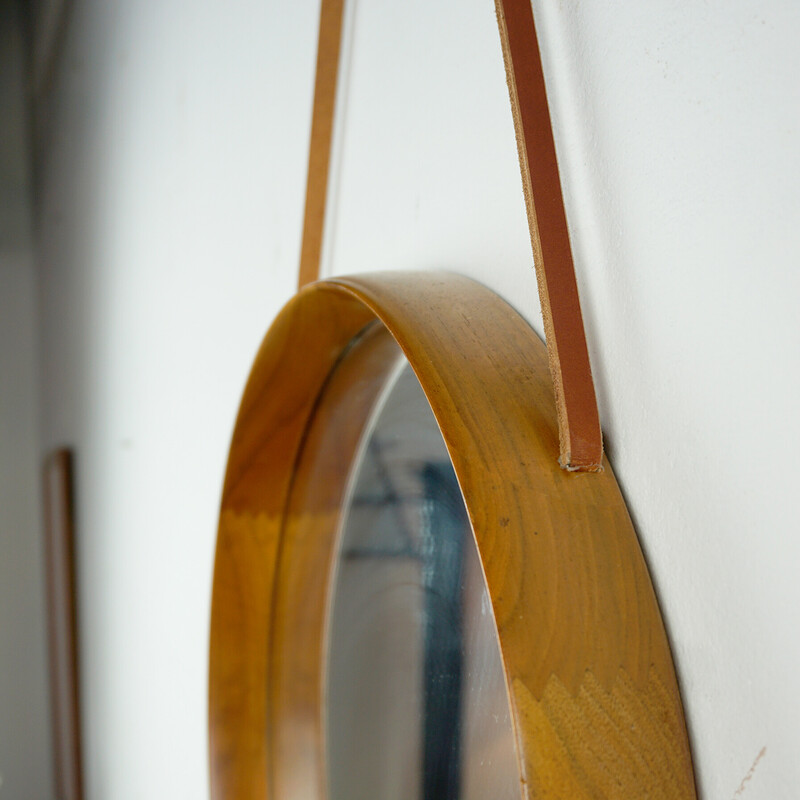 Scandinavian vintage teak mirror by Uno and Osten Kristiansson for Luxus Vittsjö, Sweden 1960s