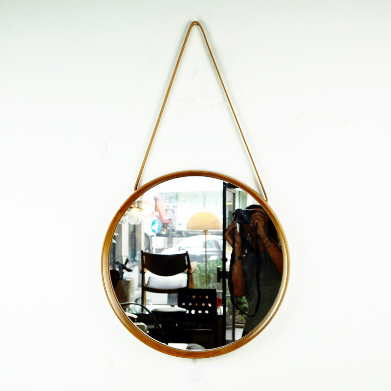 Scandinavian vintage teak mirror by Uno and Osten Kristiansson for Luxus Vittsjö, Sweden 1960s