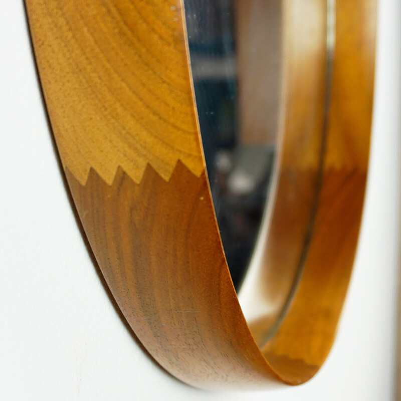 Scandinavian vintage teak mirror by Uno and Osten Kristiansson for Luxus Vittsjö, Sweden 1960s