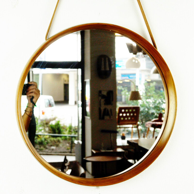 Scandinavian vintage teak mirror by Uno and Osten Kristiansson for Luxus Vittsjö, Sweden 1960s