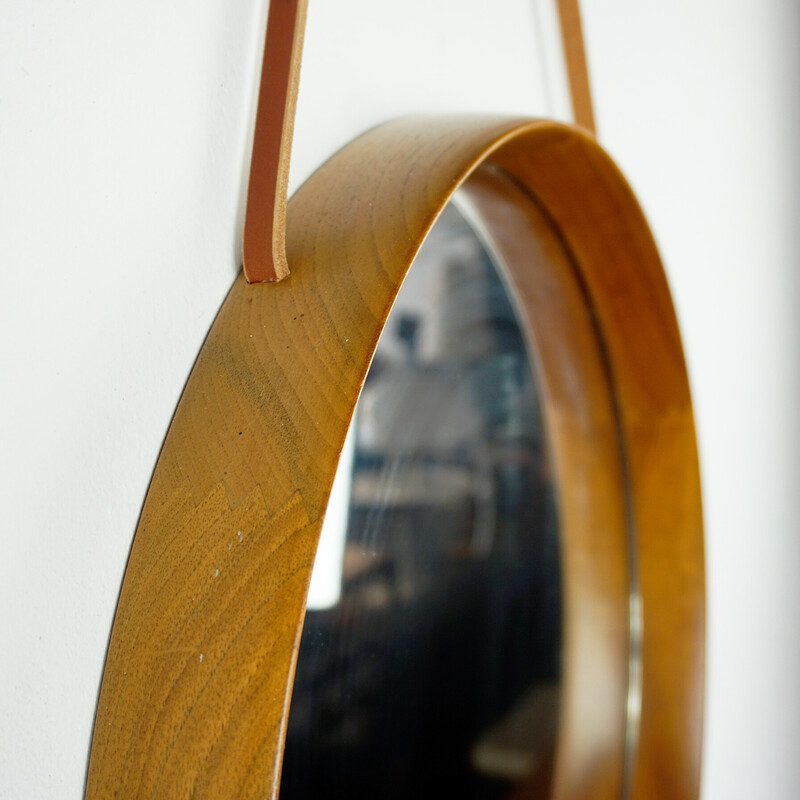 Scandinavian vintage teak mirror by Uno and Osten Kristiansson for Luxus Vittsjö, Sweden 1960s