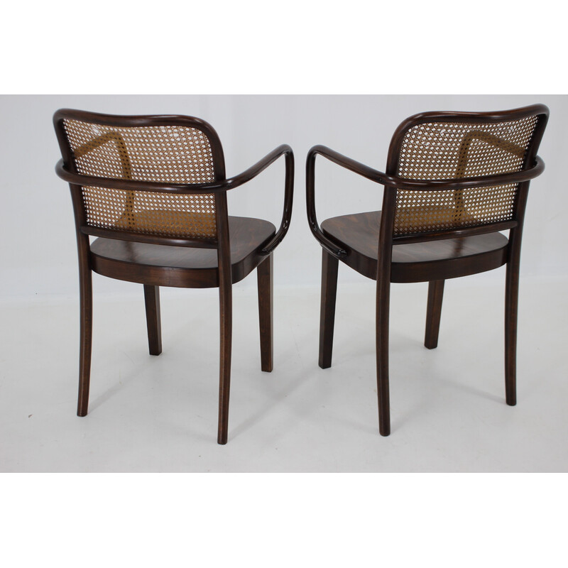 Par de poltronas de madeira dobrada vintage nº 811 por Josef Hoffmann para Thonet, Checoslováquia 1920s